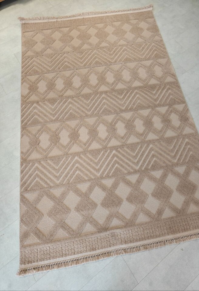 Polo Geometrik Desenli Vizon Modern Salon Halısı - PL5001