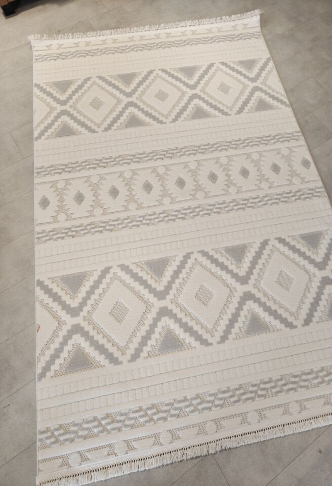 Polo Geometrik Desenli Gri Modern Salon Halısı - PL5002
