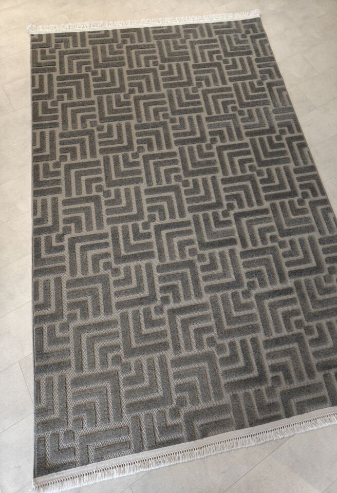 Polo Geometrik Desenli Antrasit Modern Salon Halısı - PL5003