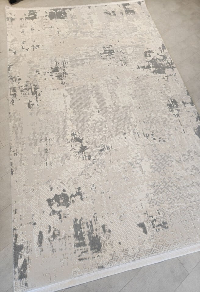 Stil Krem Gri Modern Soyut Desenli Pamuk Taban Halı - ST6000