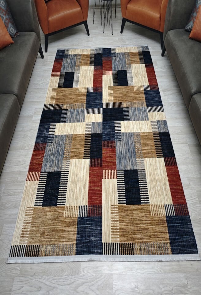 Modern Dekoratif Kaymaz Pamuk Taban Bambu Kilim – 4 Mevsim Kullanıma Uygun